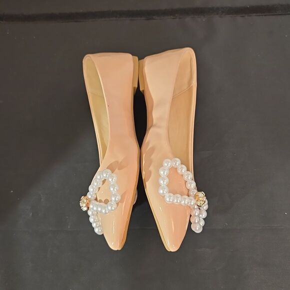 BRAND NEW BAMBOO PEARL STUDDED BOWNOT POINTED TOE FLAT SHOE G1 - Picture 8 of 14